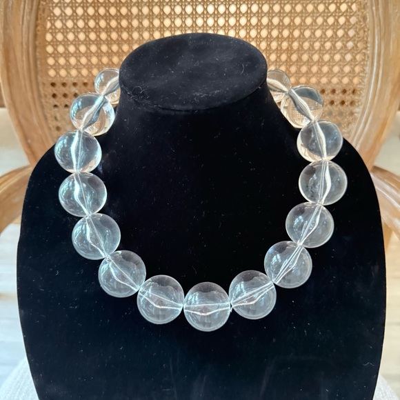 Clear Beaded Statement Necklace - Picture 3 of 8